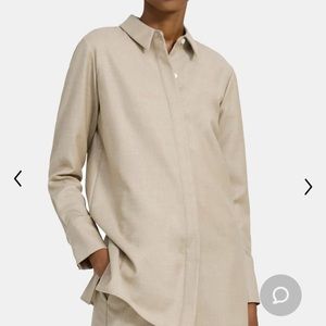 Theory Beige Button-Down Shirt